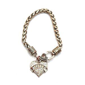Silver Tone Heart Charm Bracelet  - SISTER